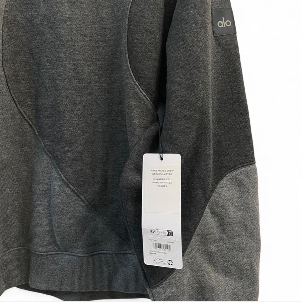 Alo Yoga Grey Tonal Make Waves Crewneck Pullover Sweatshirt - Picture 2 of 4